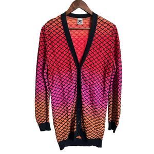 Missoni Ombre Wave Knit Button Front Long Line Cardigan Womans 48/ US 12